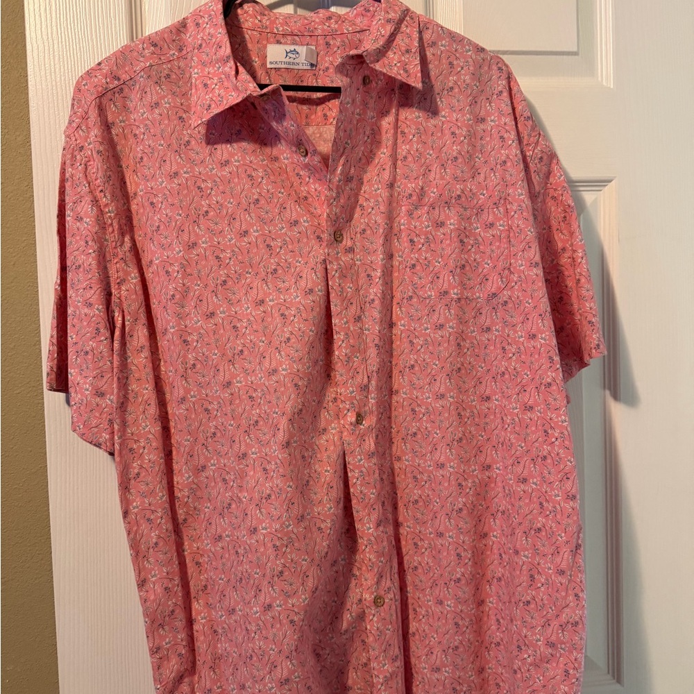 Southern Tide Pink Patterned Casual Shirt